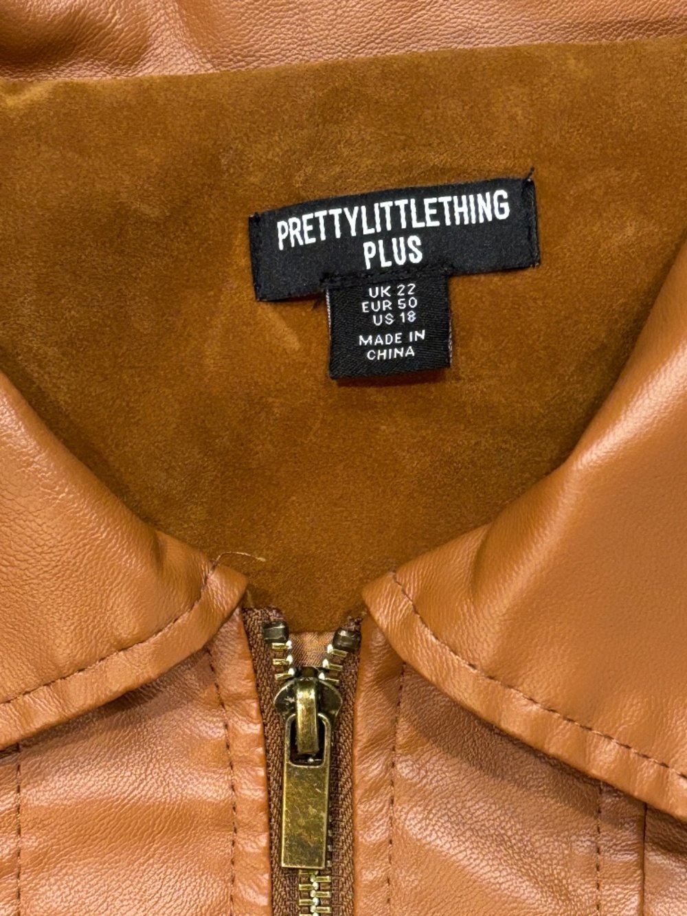 PrettyLittleThing Faux Suede Western Jacket - Toffee Brown Size 18 - Picture 8 of 9